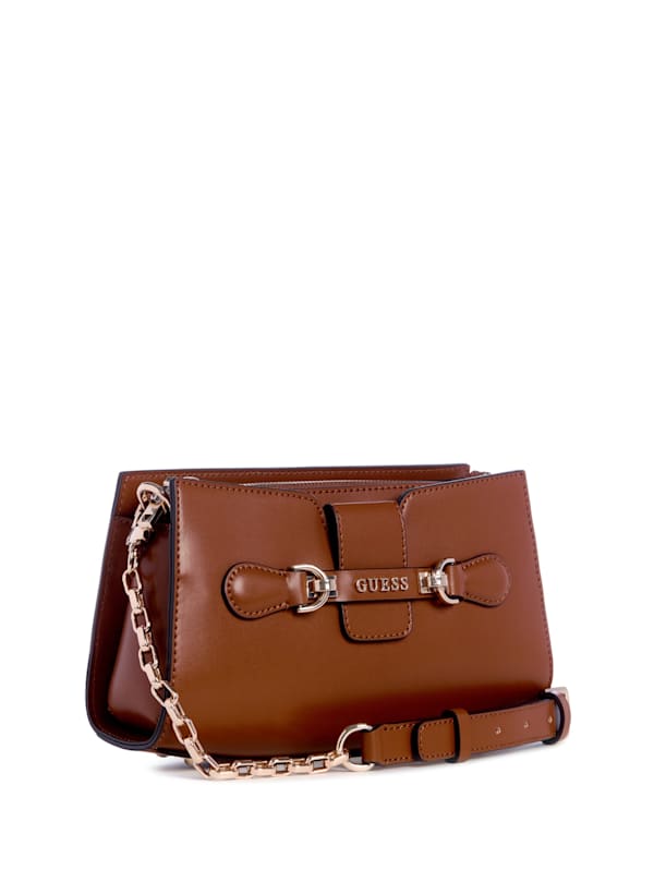 GUESS Nolana Top zip Crossbody Brown One Size