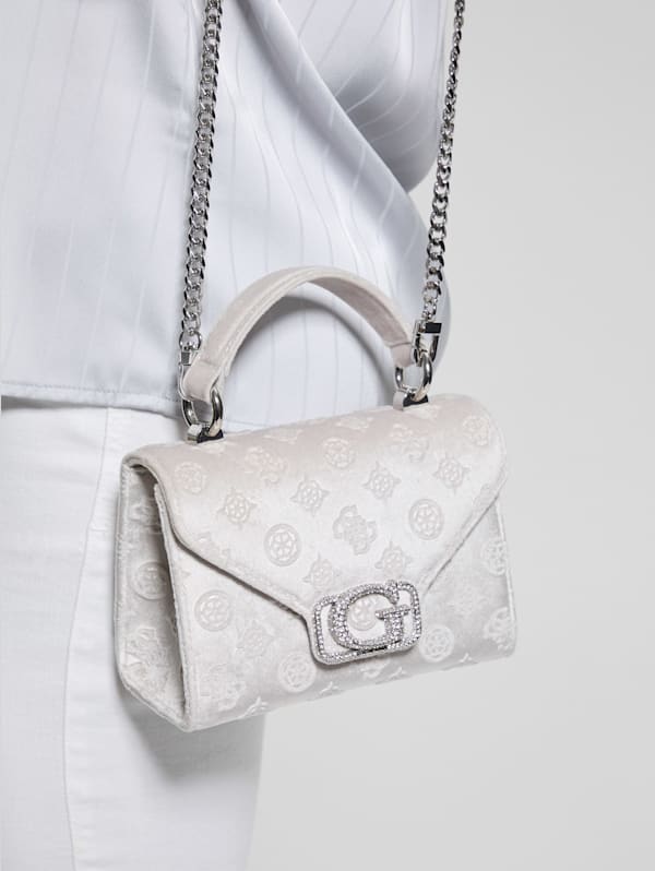 GUESS Zalina Mini Top handle Bag Off White Logo One Size