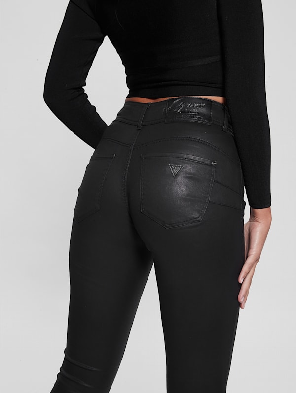 HUE High-Rise Coated Denim Leggings