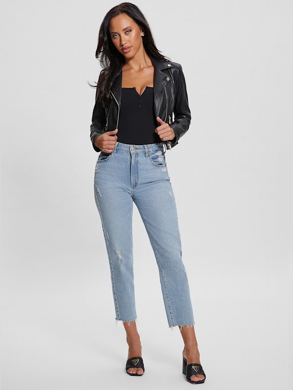 Guess moto leather jacket sale