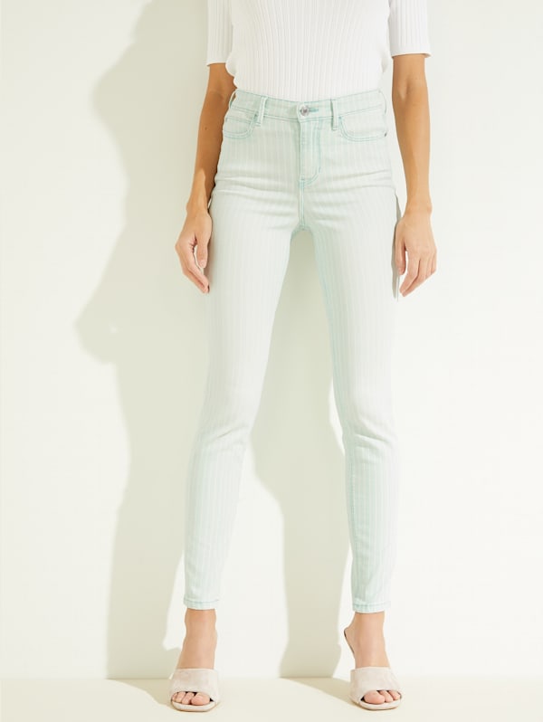 Pinstripe skinny jeans top womens
