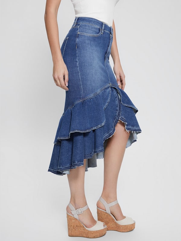 Eco Marina Denim Skirt GUESS Canada
