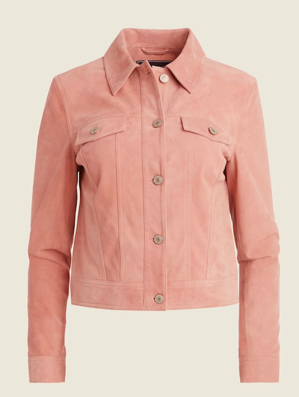 Pink discount suede shirt