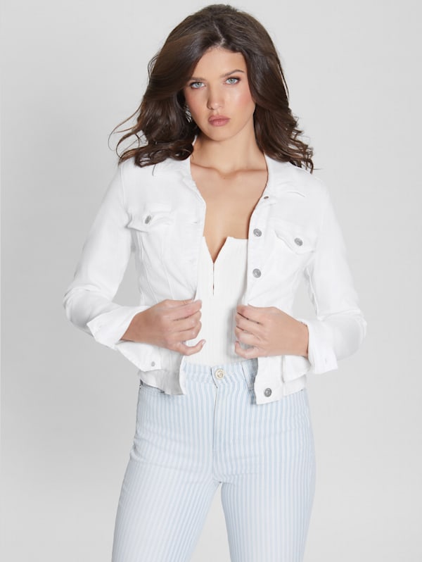 Guess white denim jacket discount