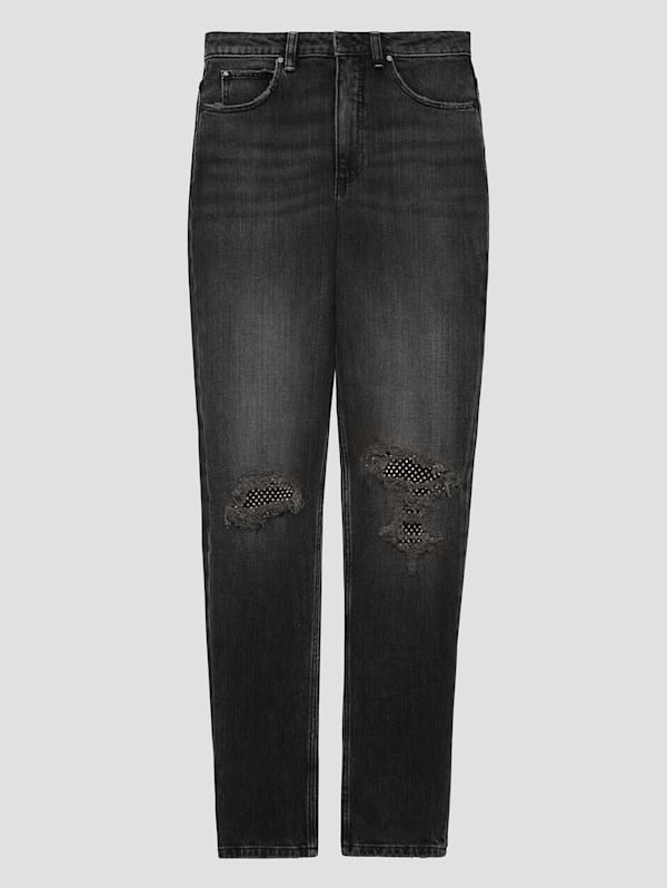 Eco Crystal Rip and Repair Mom Jeans GUESS