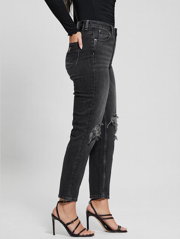 Rhinestone Quattro G Mom Jeans