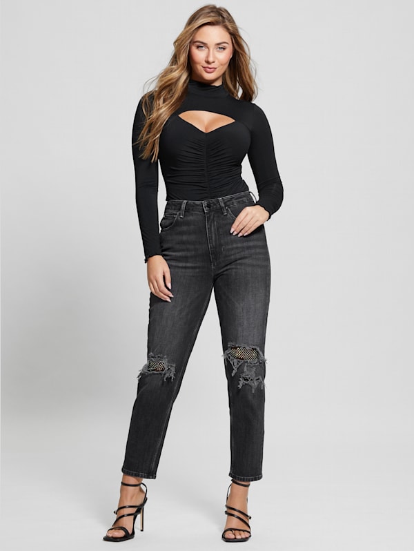 Eco Crystal Rip and Repair Mom Jeans GUESS Canada