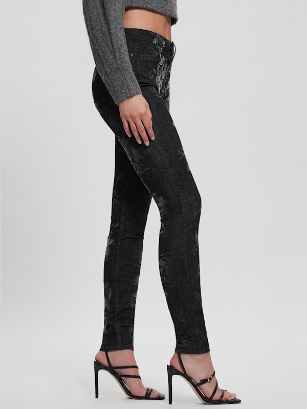 Snake print skinny jeans top