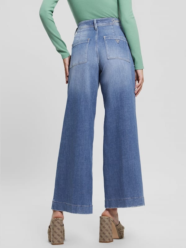 Wide leg high rise cropped jeans sales