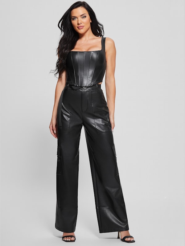 Guess faux leather pants store