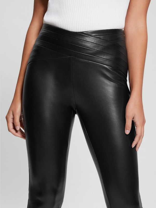 YWDJ Leather Pants for Women Plus Size Tummy Control Fashion Solid