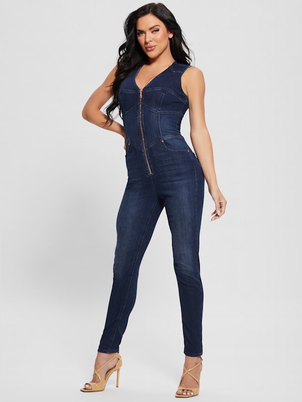 Guess denim bodycon jumpsuit cheap