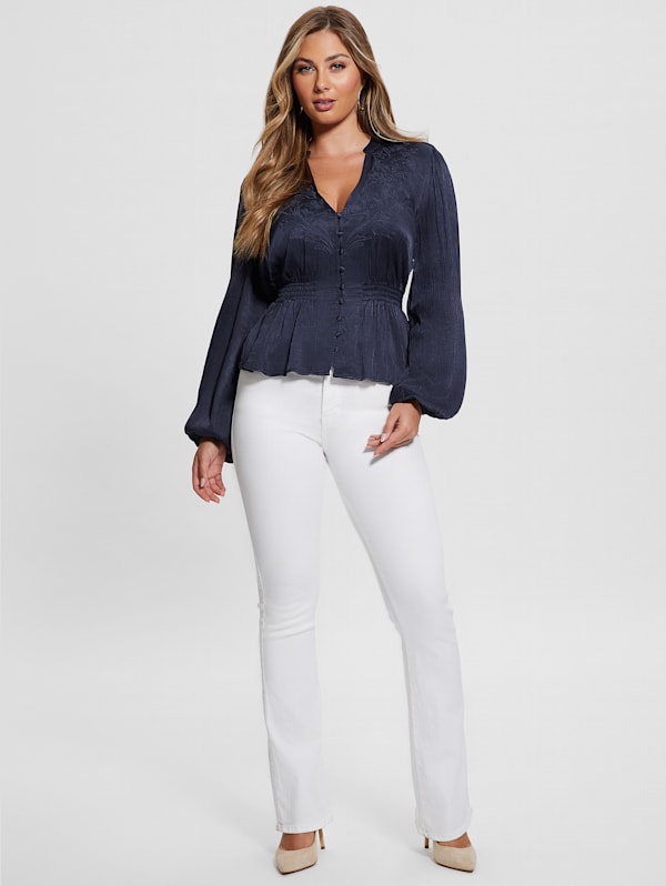 Joie Embroidered Satin Top GUESS