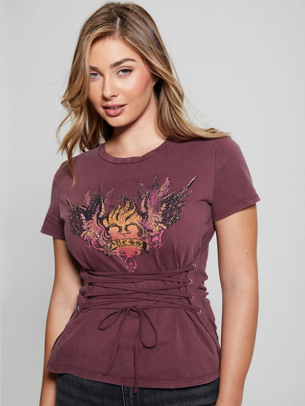 Guess purple t shirt cheap