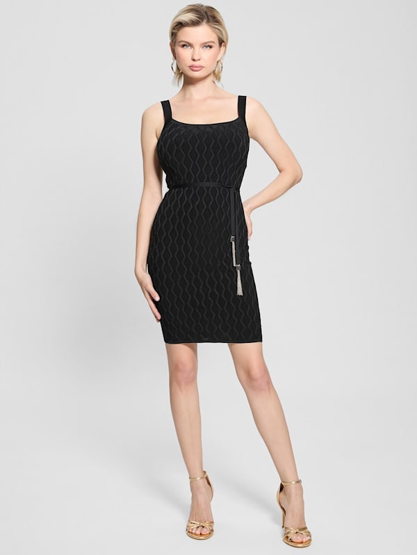 Genna Diamond Knit Sweater Dress GUESS Canada