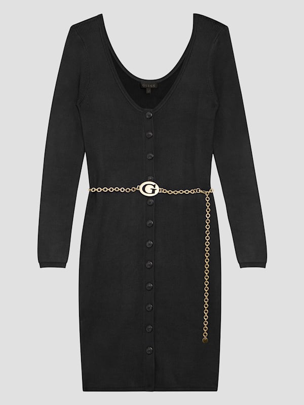 Eco Lorah Chain Belted Dress GUESS Canada