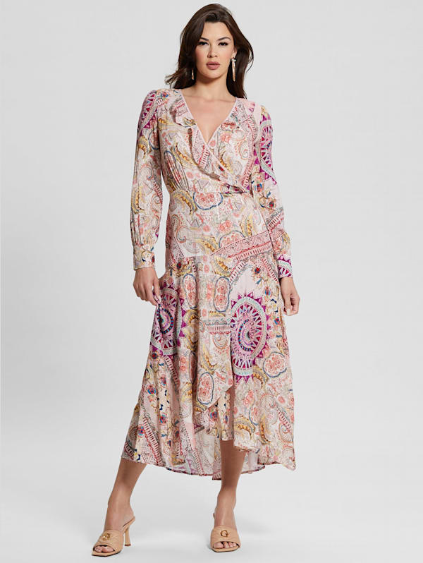 Guess long floral print dress hot sale