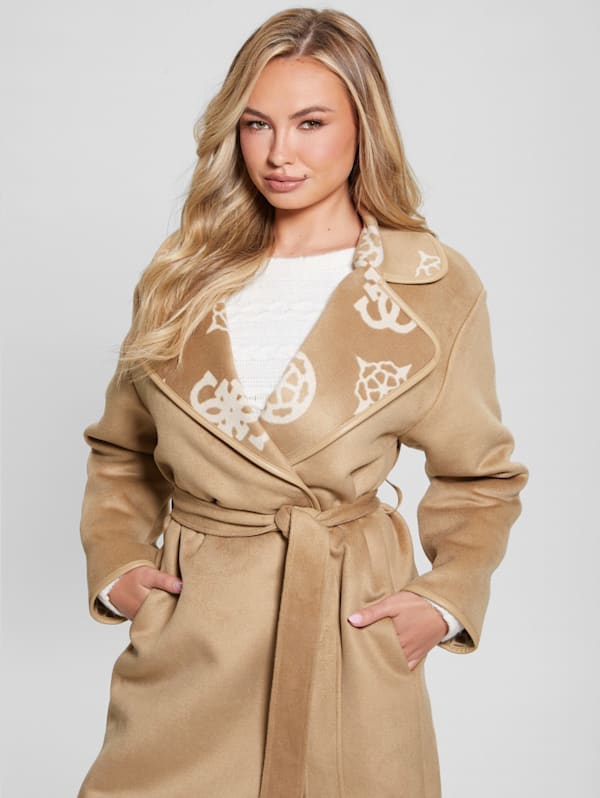 Ludovica Wool-Blend Wrap Coat | GUESS