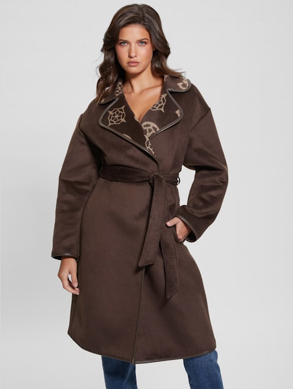 Ludovica Wool-Blend Wrap Coat | GUESS