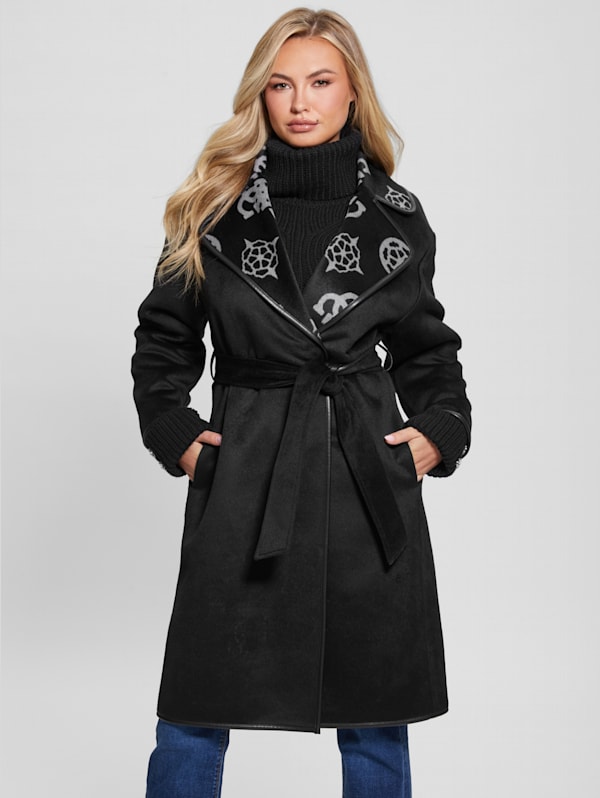 Ludovica Wool Blend Wrap Coat GUESS