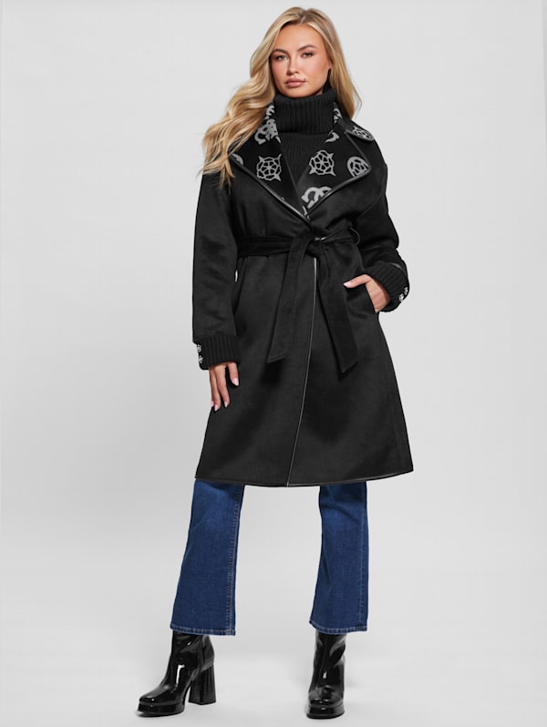 Ludovica Wool-Blend Wrap Coat | GUESS