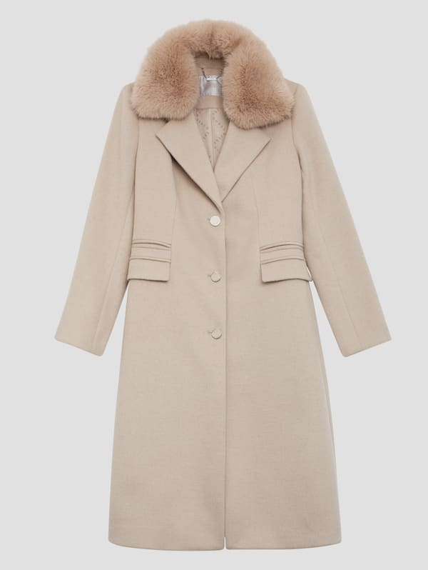 Eco Laurence Faux-Fur Midi Coat | GUESS