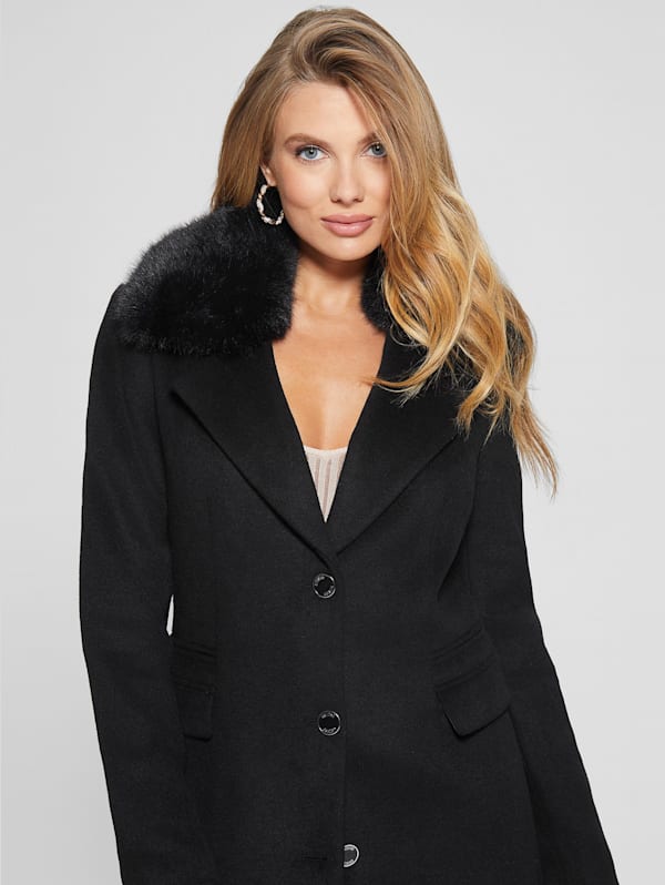 Guess asymmetrical skirted walker coat best sale
