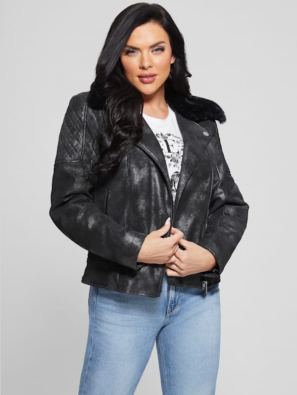 Plus leather moto jacket sale