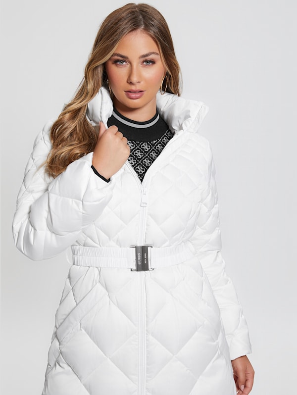 Guess Eco Olga Long Down Jacket - White - M