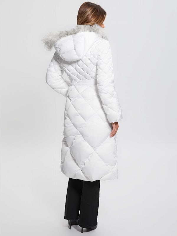 Guess Eco Olga Long Down Jacket - White - M