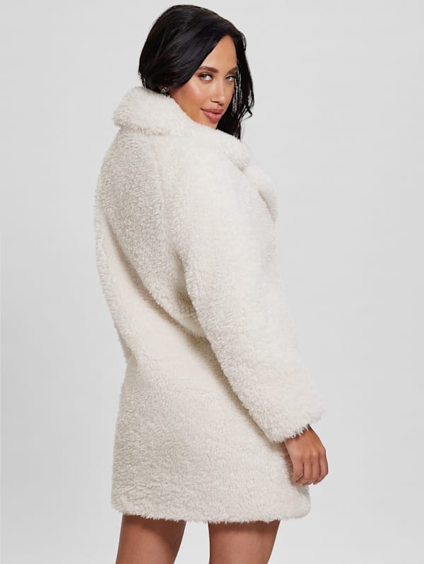 Guess white online fur jacket