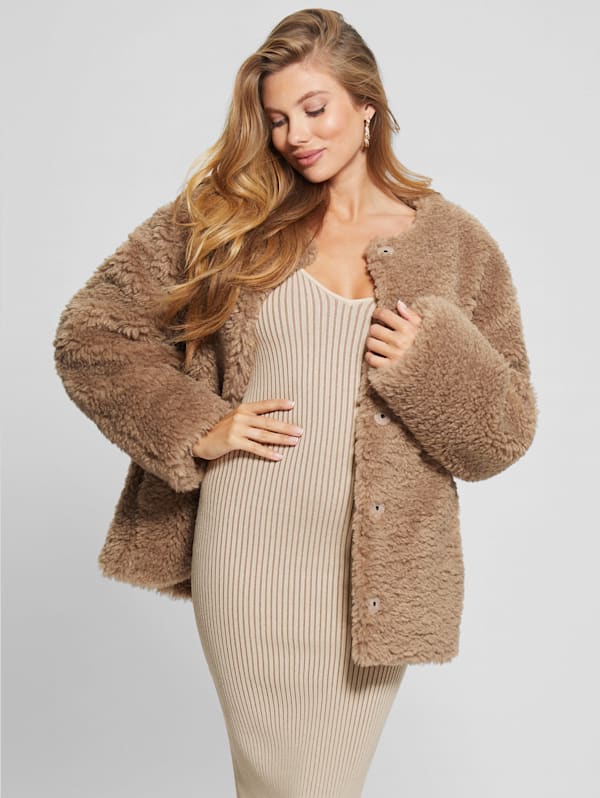 Guess teddy shop faux fur coat