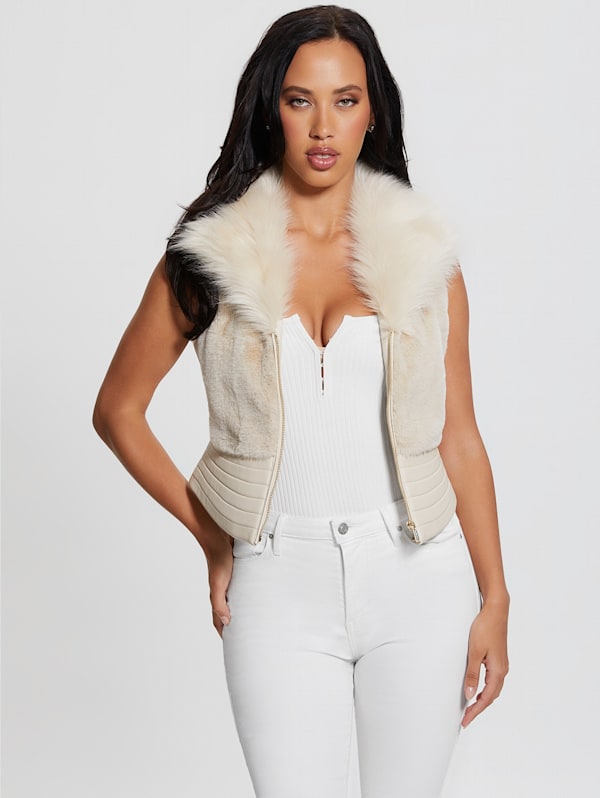 Womans faux sale fur vest