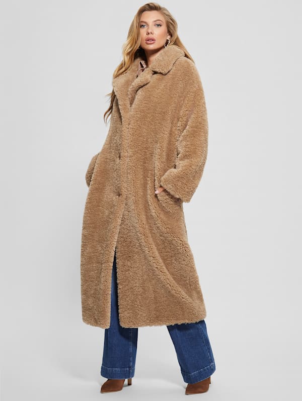 Guess teddy faux fur coat on sale