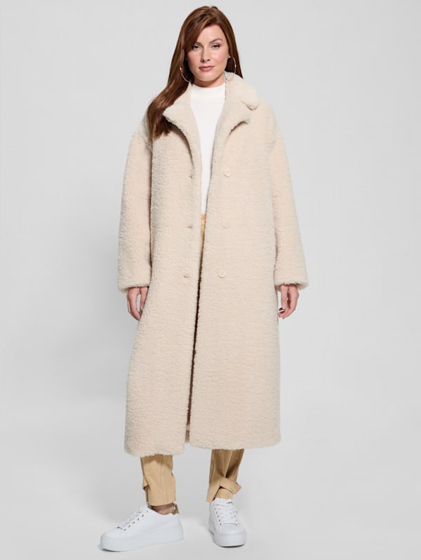 Manteau long en nounours eco Alina GUESS Canada