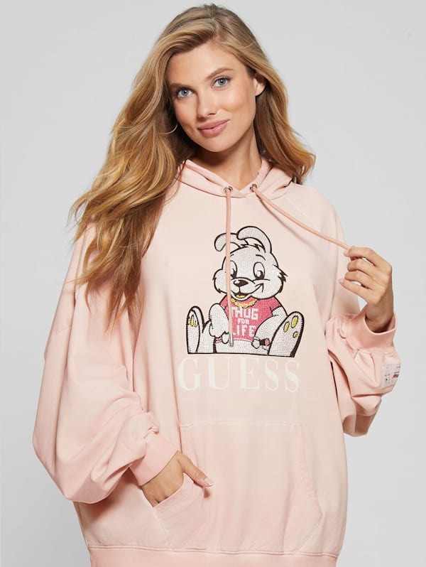 Pink multi bunny logo hoodie store