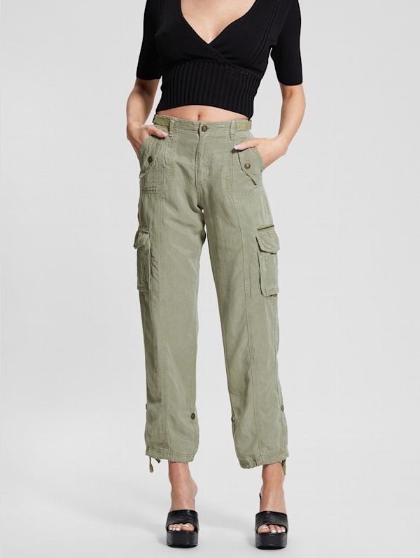 Eco Nessi Linen Cargo Pants GUESS Canada