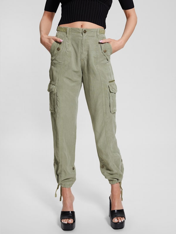 Eco Nessi Linen Cargo Pants GUESS Canada