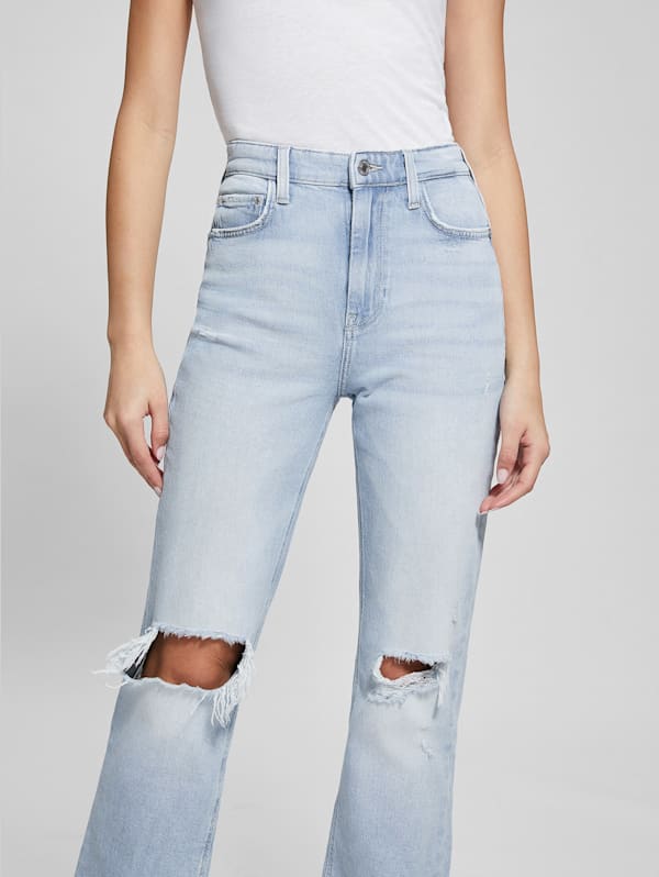 80s Destroyed High-Rise Straight Jeans | GUESS