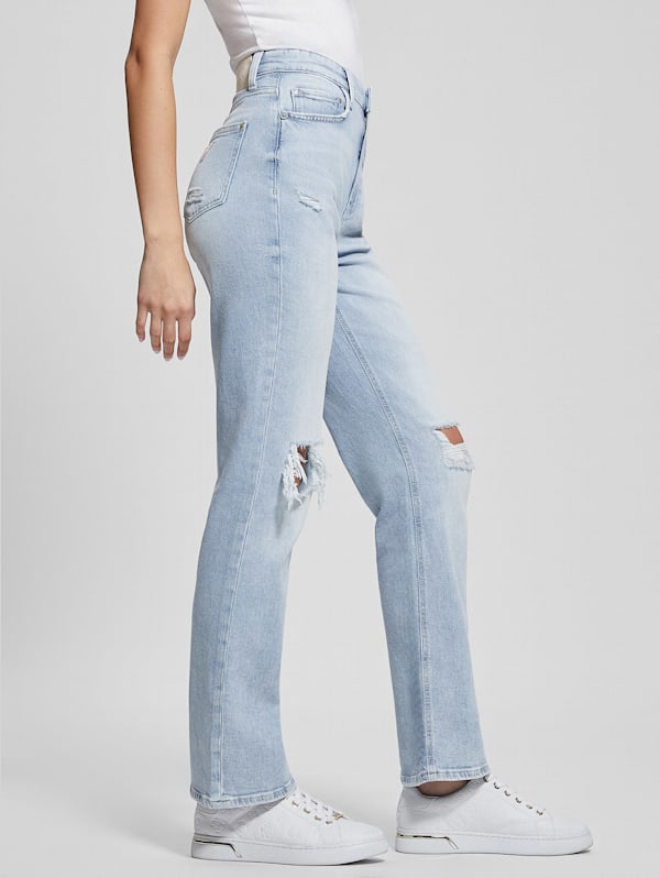 80s Destroyed High Rise Straight Jeans GUESS