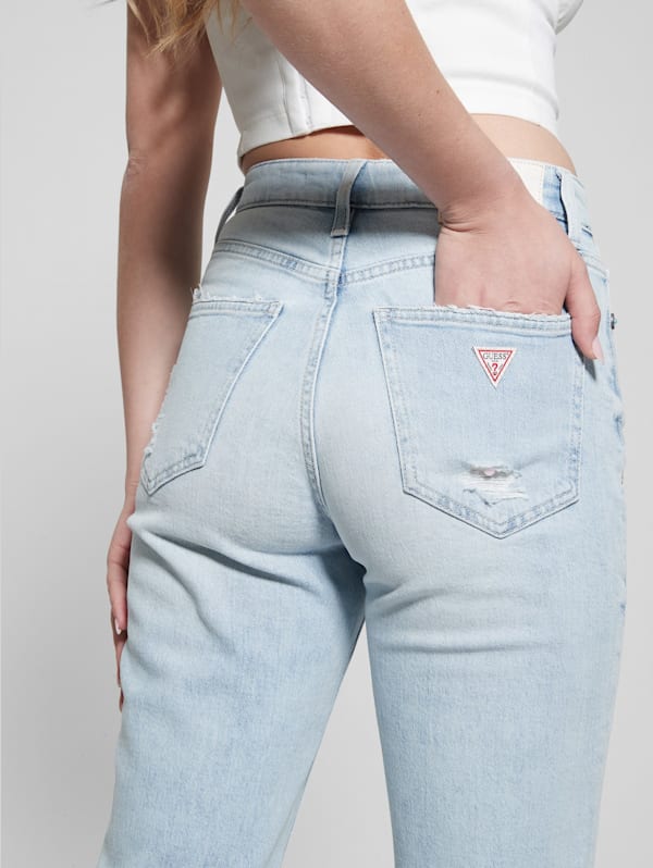 80s Destroyed High-Rise Straight Jeans | GUESS