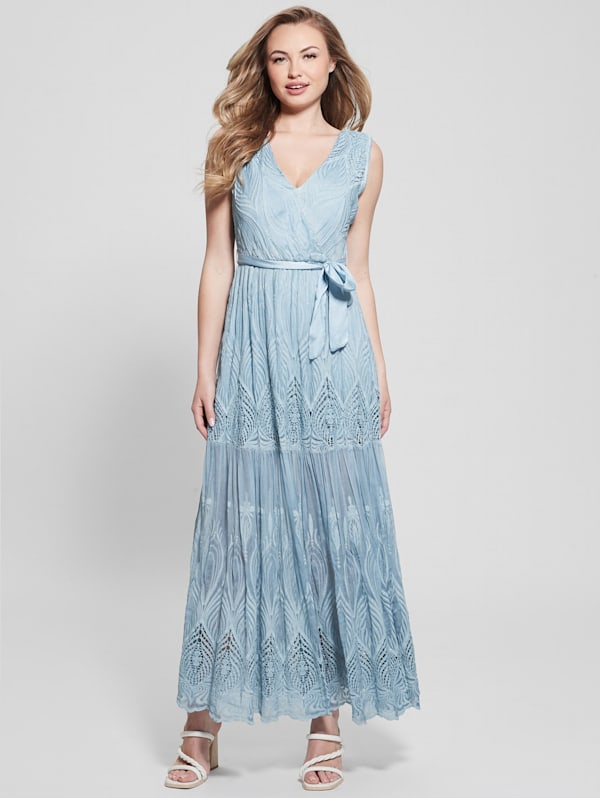 Pam Embroidered Long Dress GUESS Canada