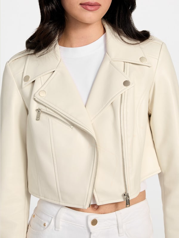 Guess asymmetrical leather jacket sales