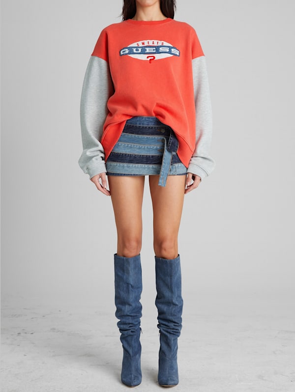 Guess red denim skirt discount