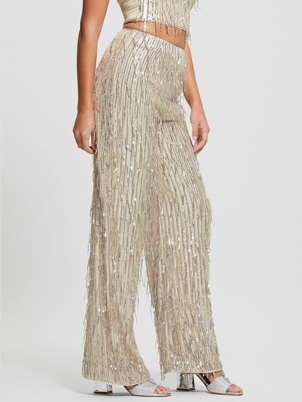 Gold sequin wide leg pants – The Gallery