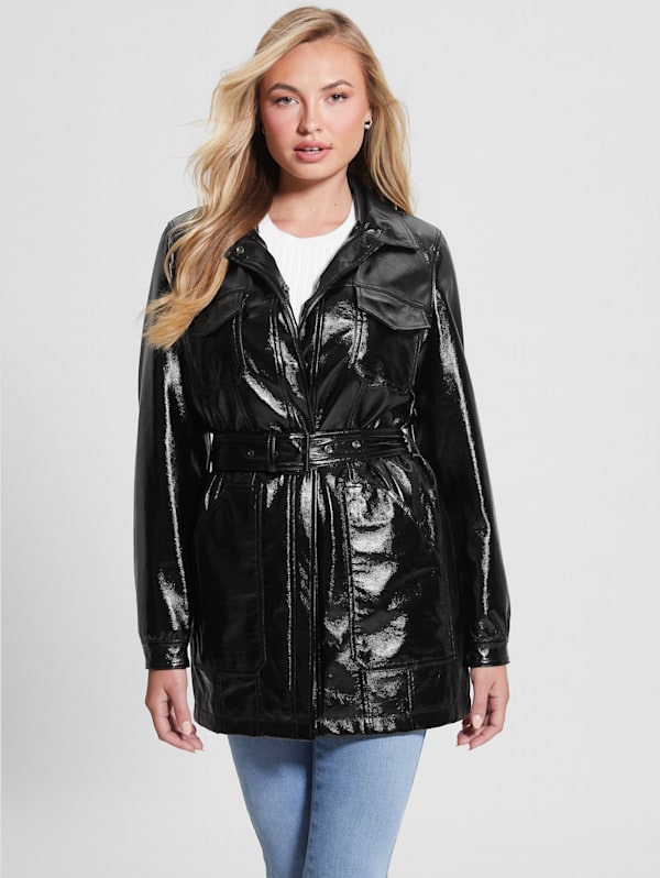 Guess women's black leather jacket online