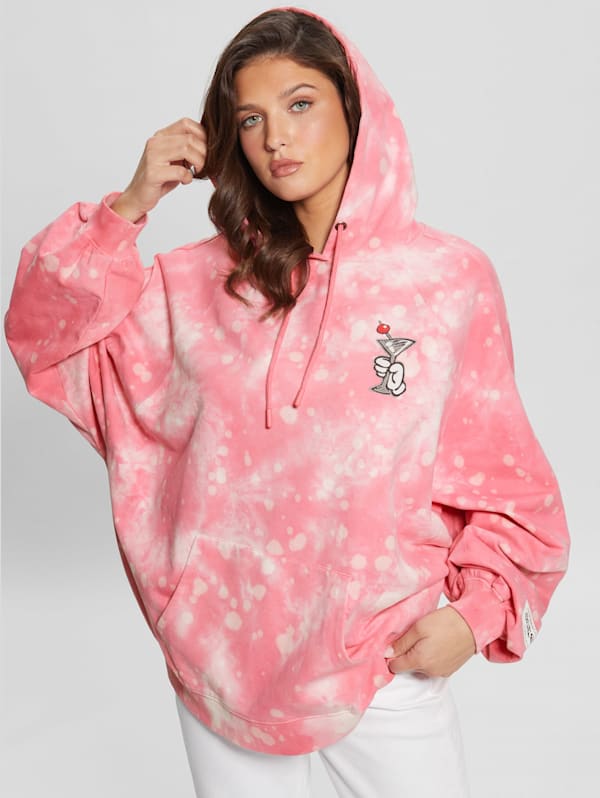 Guess pink hoodie sales