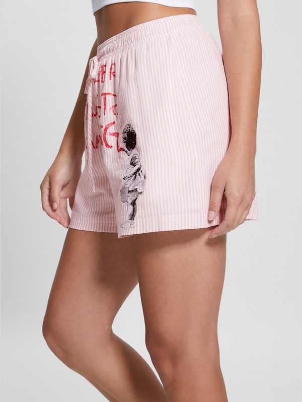 Dream Big Gingham Striped Shorts GUESS