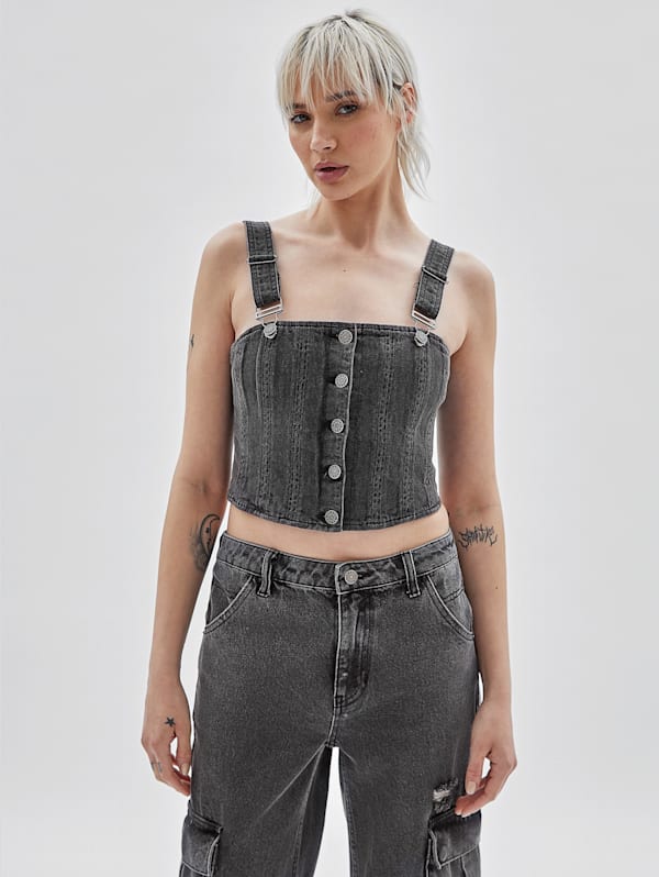 Guess denim crop top online