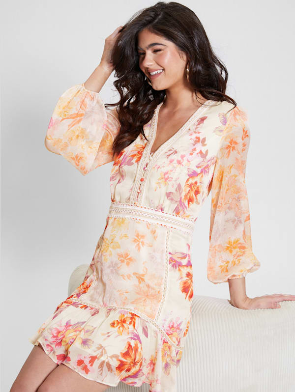 Guess white floral dress top